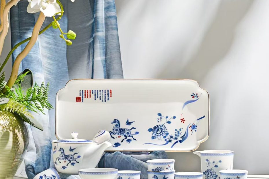 唐山骨瓷餐具套装马踏飞燕餐具套装