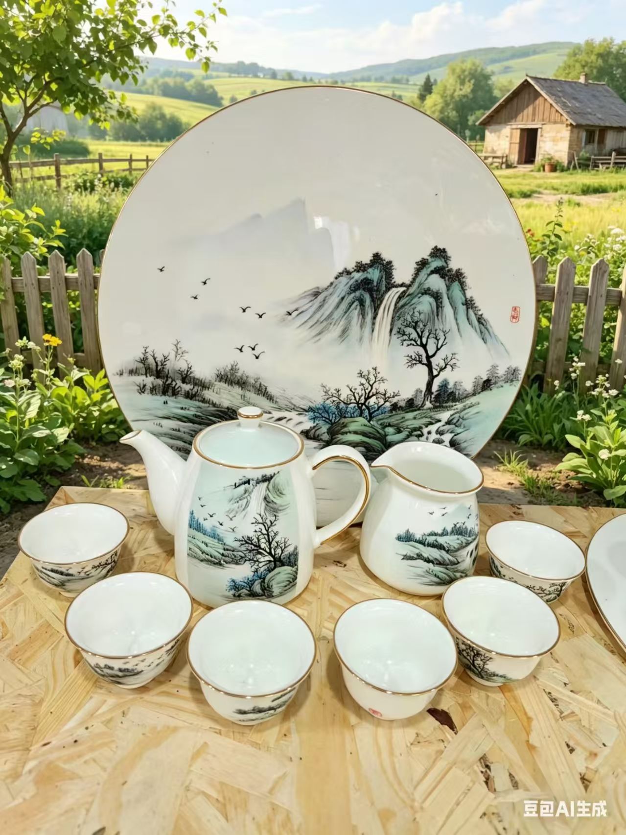 唐山骨瓷餐具批发定制，唐山骨质瓷手绘茶具手绘餐具手绘骨瓷杯，唐山骨瓷厂家，唐山骨瓷品牌，山水手绘骨质瓷餐具套装，唐山骨质瓷手绘茶具，唐山陶瓷厂家，唐山手绘骨质瓷厂家，唐山绅士虎手绘茶具套装，日式小茶具，唐山写字楼办公室茶社餐具，日式小茶具