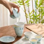 唐山骨质瓷 手绘茶具Hand Painted Bone China ,手绘骨质瓷竹子茶具，清新脱俗的文艺风，是日式茶具的典范，适合写字楼，茶室使用欣赏。提高您的档次和逼格。